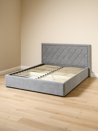 Кровать Марион 160 велюр OCEAN 023 серый с ортопедическим основанием и подъемным механизмом (спальное место 160 х 200)