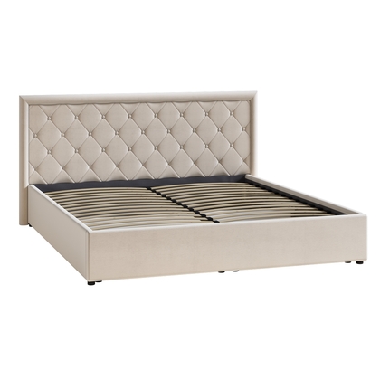 Кровать Марион 180 велюр OCEAN 002 бежевый с ортопедическим основанием и подъемным механизмом (спальное место 180 х 200)