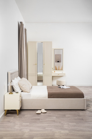 Шкаф для одежды Марион 16.340.03 слоновая кость С341 PE, слоновая кость 6898 ПВХ (собирается на любую сторону)