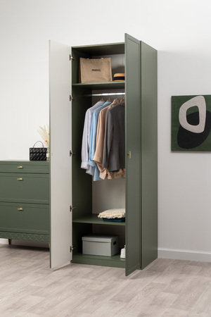 Шкаф двустворчатый Марион 16.340.02 дымчатый зеленый K521, олива шагрень AG 1050 ПВХ