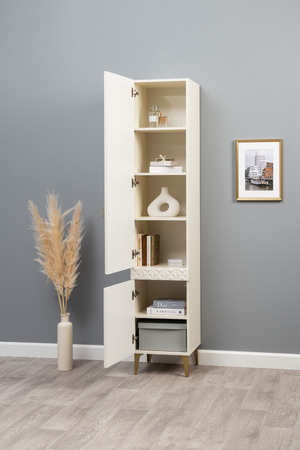 Шкаф-пенал Марион 16.333.01 слоновая кость С341 PE, слоновая кость 6898 ПВХ (собирается на любую сторону)