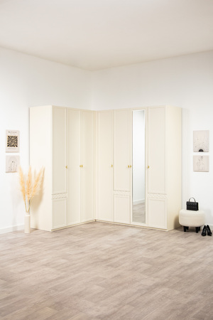 Шкаф угловой Марион 16.339 слоновая кость С341 PE, слоновая кость 6898 ПВХ (собирается на любую сторону)