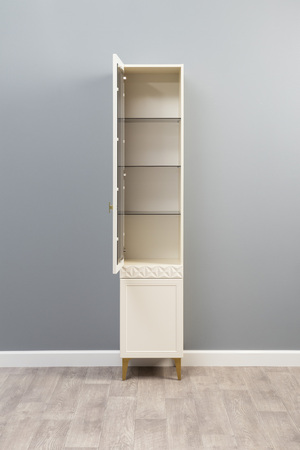 Шкаф-витрина Марион 16.397.01 слоновая кость С341 PE, слоновая кость 6898 ПВХ (собирается на любую сторону)