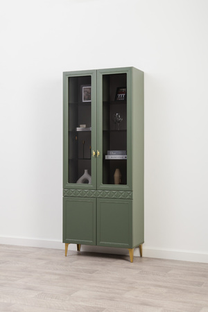 Шкаф-витрина Марион 16.397.02 дымчатый зеленый K521, олива шагрень AG 1050 ПВХ