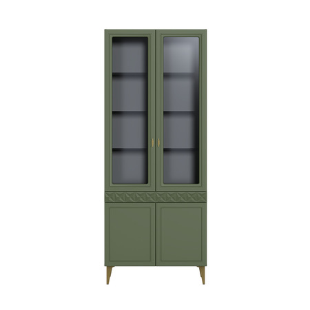 Шкаф-витрина Марион 16.397.02 дымчатый зеленый K521, олива шагрень AG 1050 ПВХ