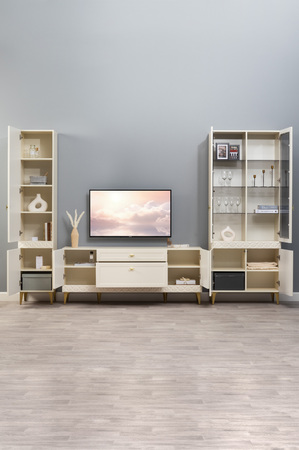 Шкаф-витрина Марион 16.397.02 слоновая кость С341 PE, слоновая кость 6898 ПВХ