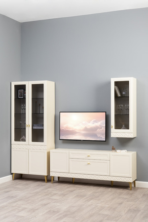 Шкаф-витрина Марион 16.397.02 слоновая кость С341 PE, слоновая кость 6898 ПВХ