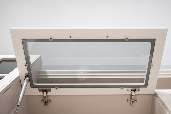 Гостиная Ричфорд композиция 2 без карнизов, кашемир 5981 BS, моно керамика D166-2 ПВХ, белый PE шагрень (собирается на любую сторону)