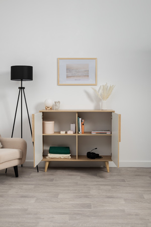 Комод Току 16.230.04 гикори рокфорд натуральный KO86 PW, белый PE шагрень, фотопечать